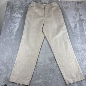 Elizabeth by Liz Claiborne Linen Pants Women's 14 Beige High Rise Tapered (1093)